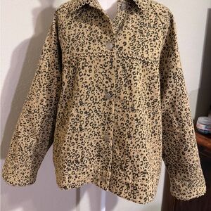 JODIFL Sample NWOT Denim jacket Leopard Print no size tag never warn